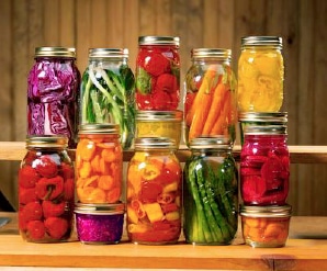 Jars of colorful veg