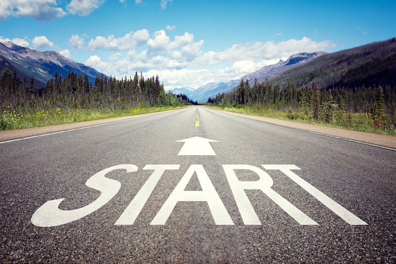 Asphalt Road with Start and arrow