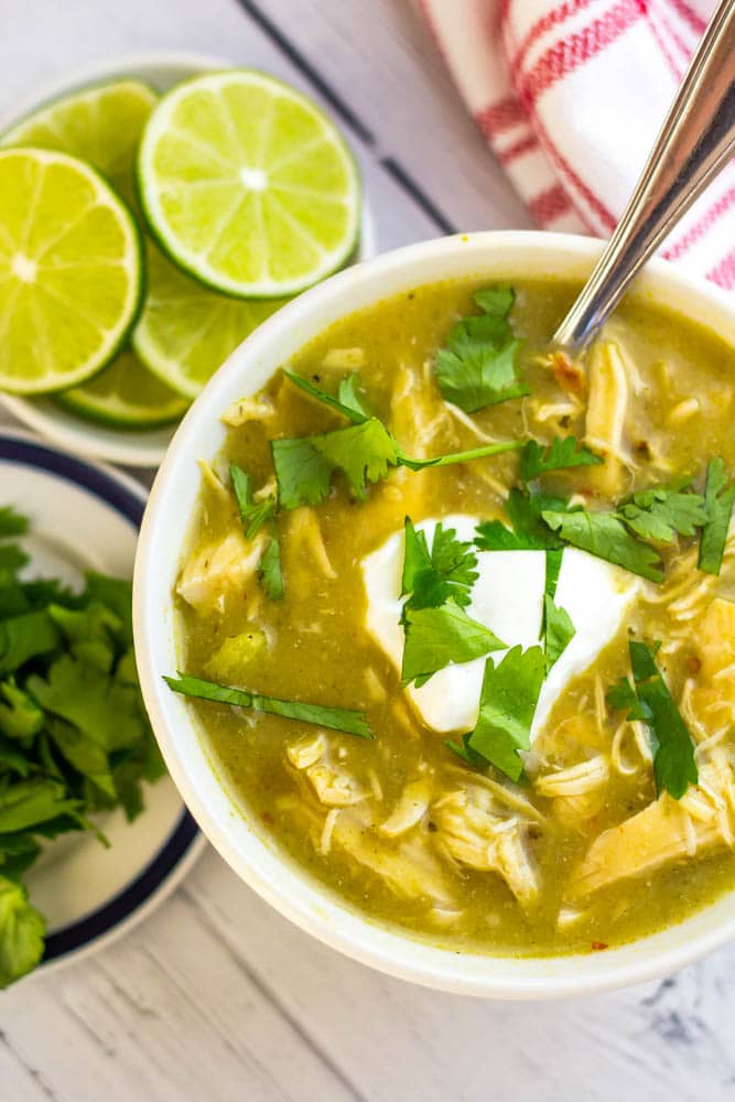 Chicken Chile Verde Soup ~ A Low Carb & Hearty soup