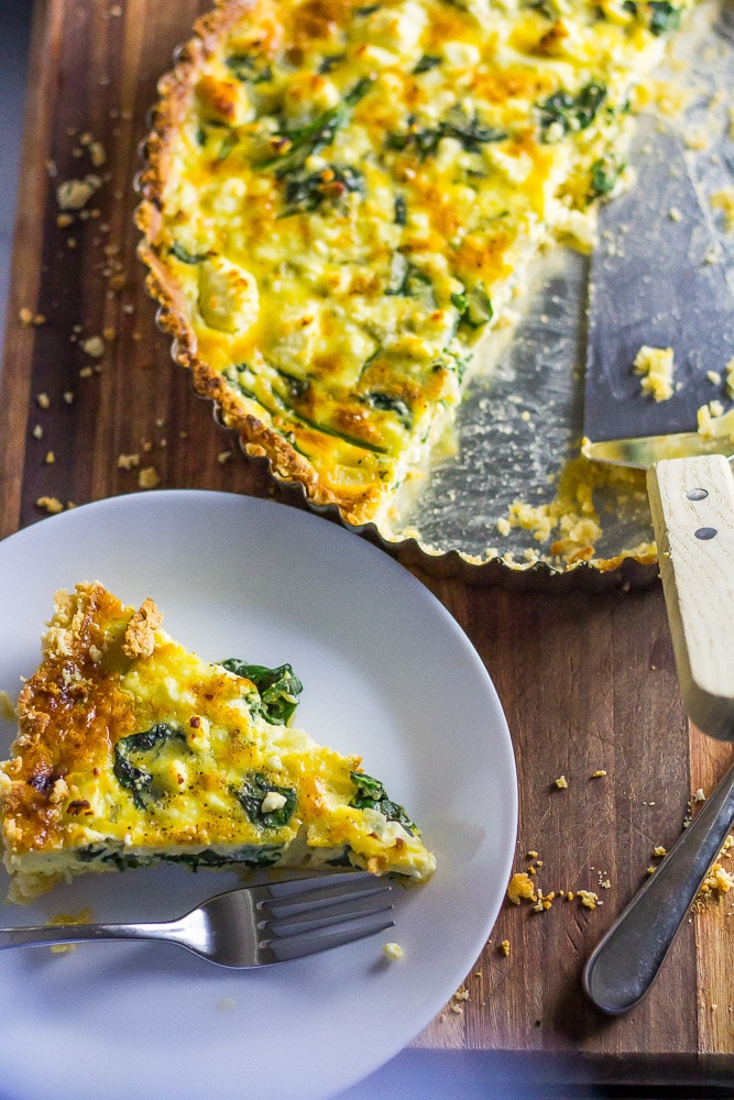 Spinach Feta Quiche Low Carb and Gluten Free 6g net carbs per slice